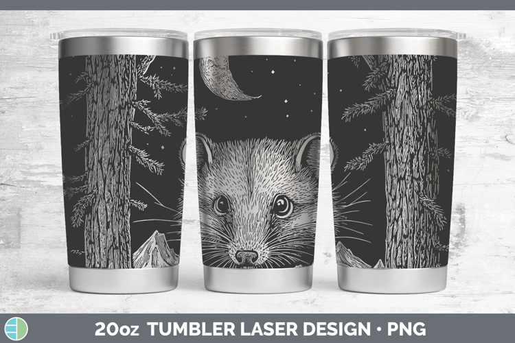 Opossum Laser 20oz Tumbler Woodland Mountain Moon Sublimatio
