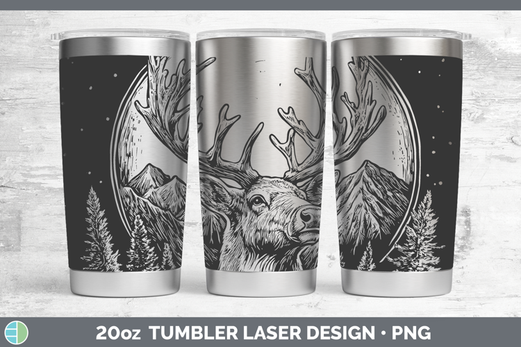 Reindeer Laser 20oz Tumbler Woodland Mountain Moon Sublimati