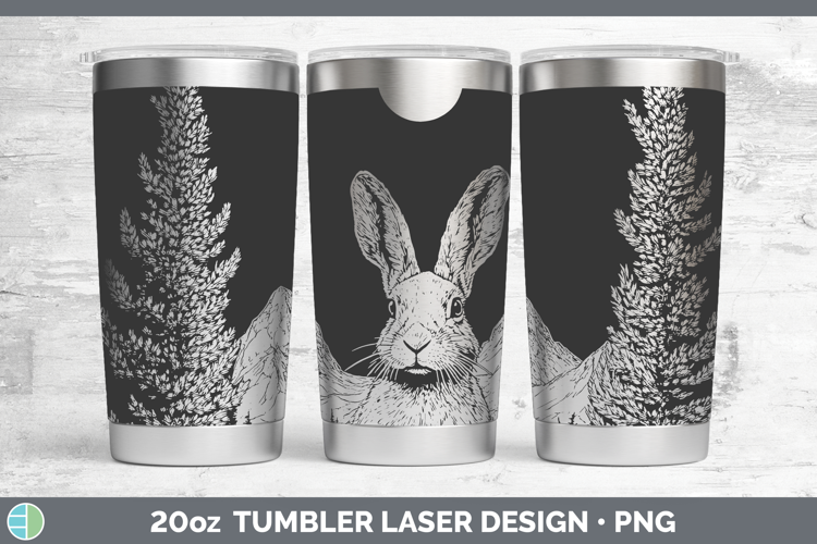 Snowshoe Hare Laser 20oz Tumbler Woodland Mountain Moon Subl