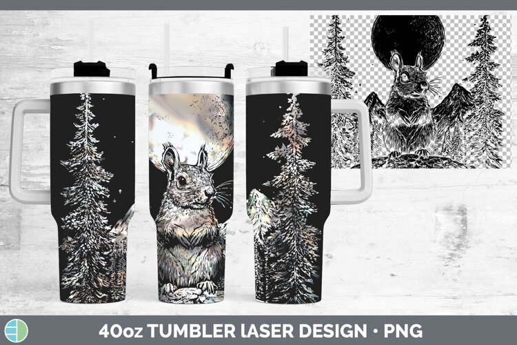 GorgeousWoodland Mountain Moon Laser 40oz Tumbler design.