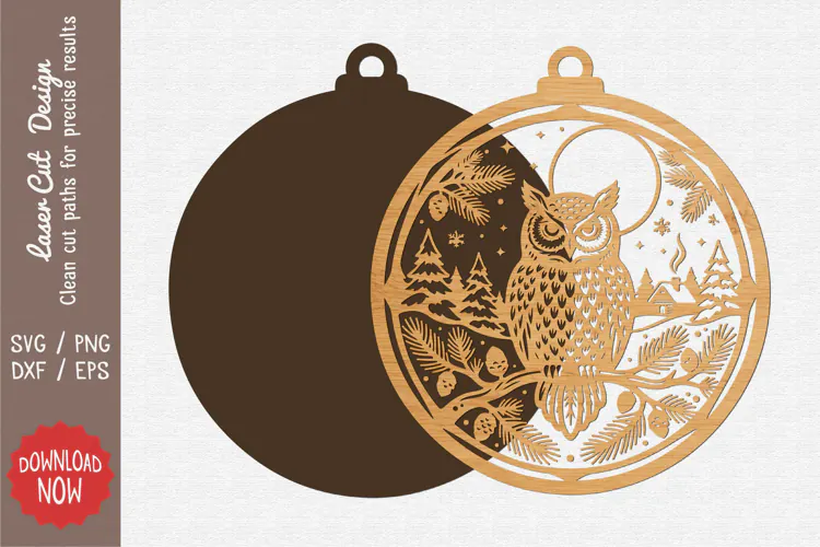 Woodland Owl Christmas Ornament SVG