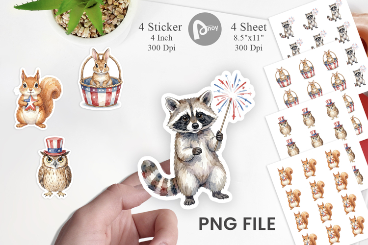 Woodland Patriotic Animals Sticker