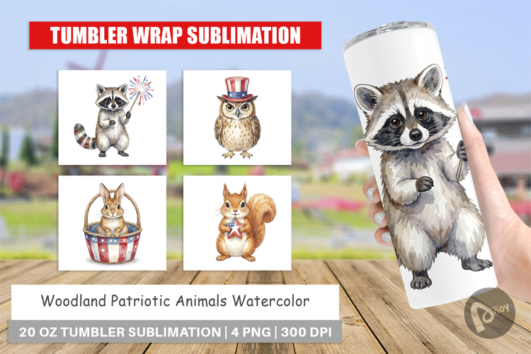 Woodland Patriotic Animals Tumbler