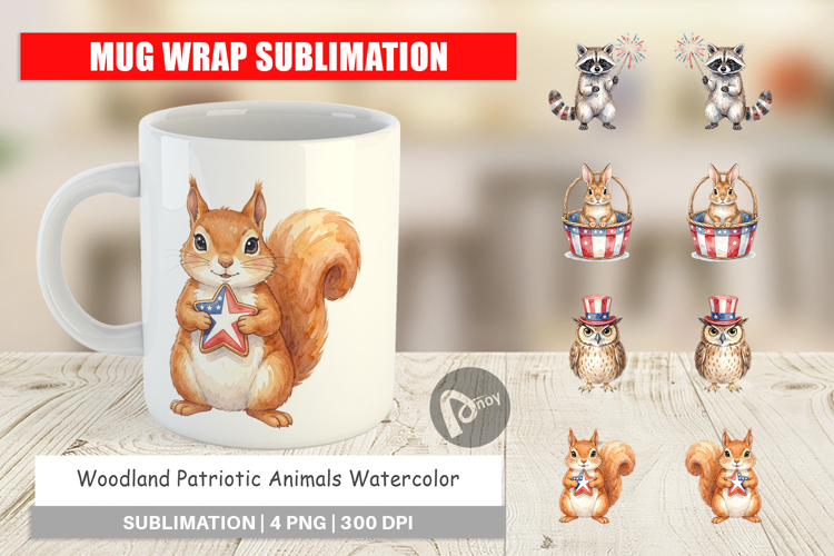 Woodland Patriotic Animals Mug Wrap