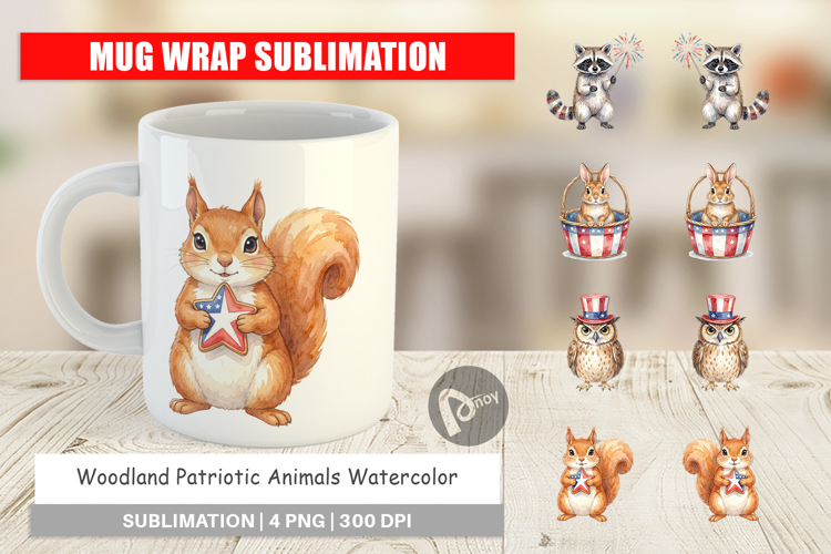 Woodland Patriotic Animals Mug Wrap