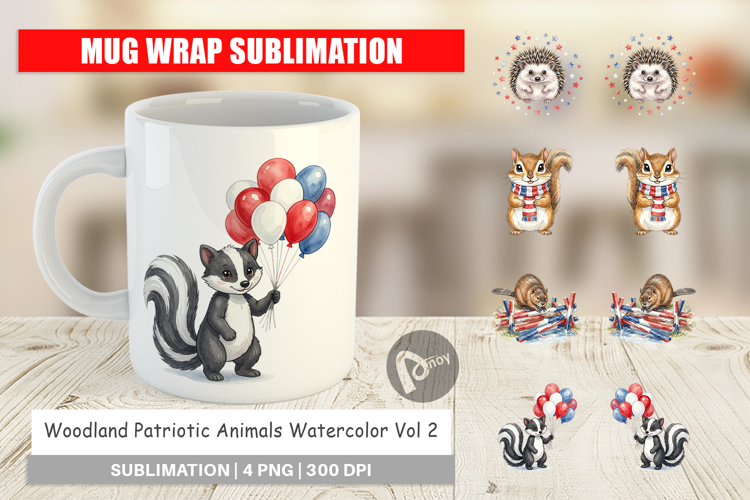 Woodland Patriotic Animals Mug Wrap