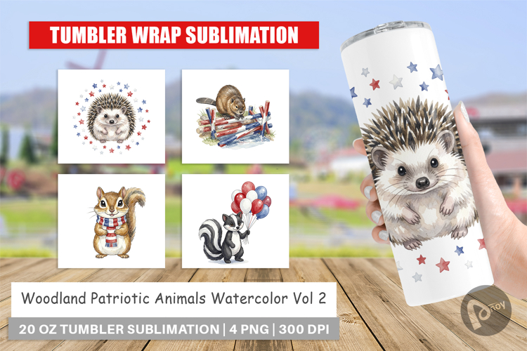 Woodland Patriotic Animals Tumbler