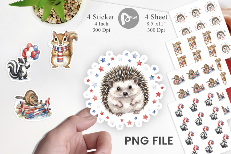 Woodland Patriotic Animals Sticker