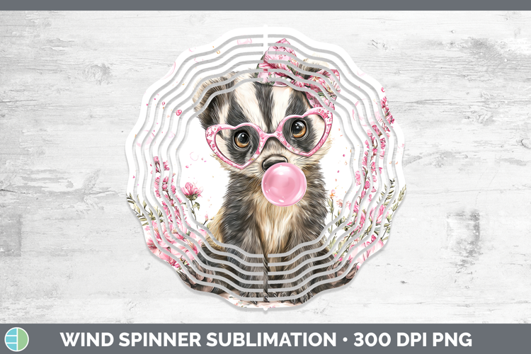 Badger Woodland Pink Bubble Gum Wind Spinner Sublimation Des