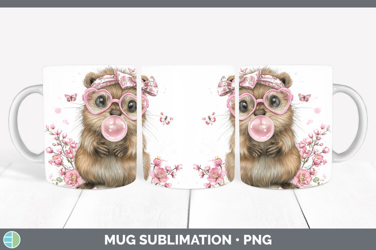 GorgeousWoodland Pink Bubble Gum Mug Wrap design.