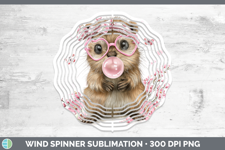 Beaver Woodland Pink Bubble Gum Wind Spinner Sublimation Des