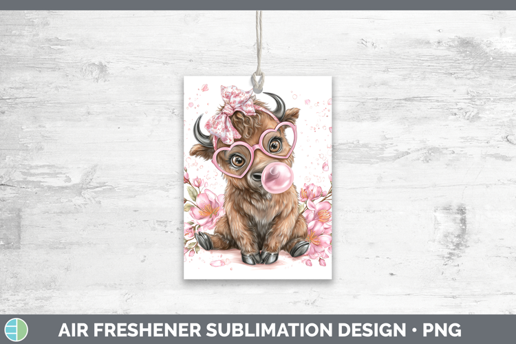 Bison Woodland Pink Bubble Gum Air Freshener Sublimation Des