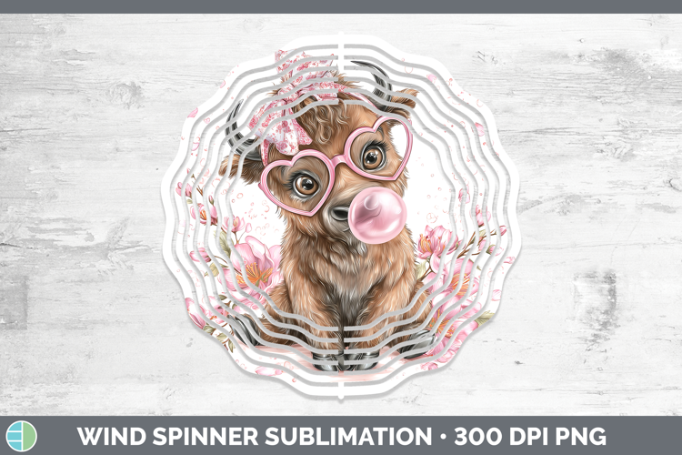 Bison Woodland Pink Bubble Gum Wind Spinner Sublimation Desi