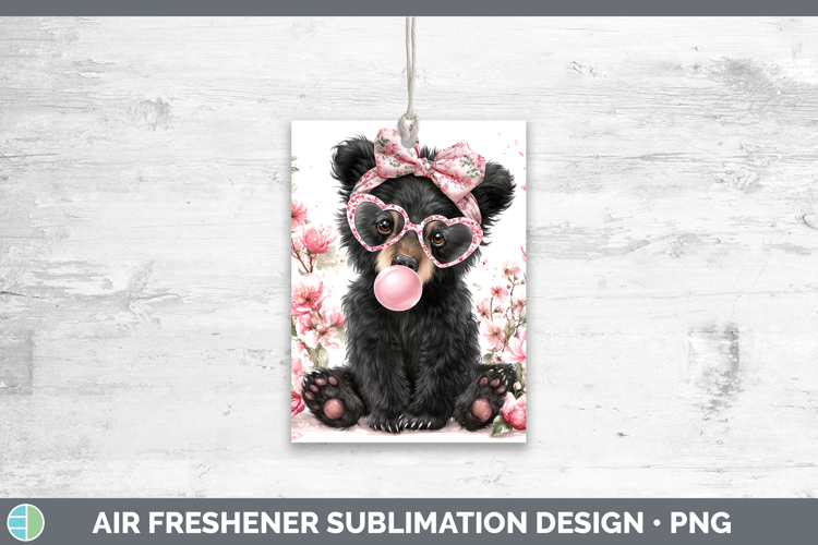 Black Bear Woodland Pink Bubble Gum Air Freshener Sublimatio