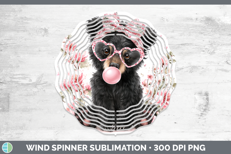 Black Bear Woodland Pink Bubble Gum Wind Spinner Sublimation