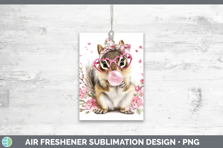 Chipmunk Woodland Pink Bubble Gum Air Freshener Sublimation