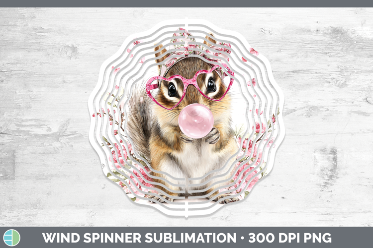 Chipmunk Woodland Pink Bubble Gum Wind Spinner Sublimation D