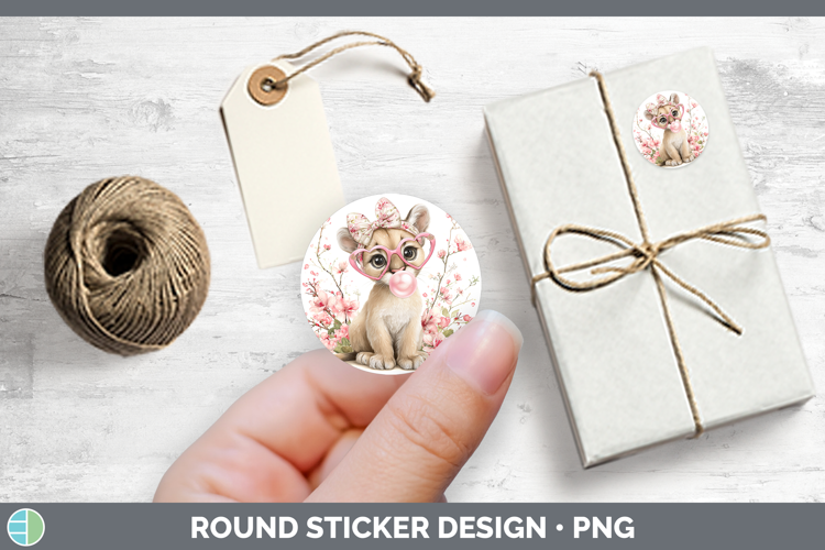 Cougar Woodland Pink Bubble Gum Stickers Design