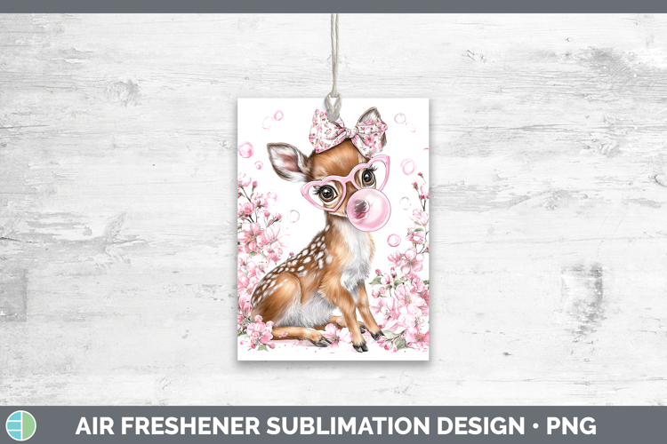 Deer Woodland Pink Bubble Gum Air Freshener Sublimation Desi
