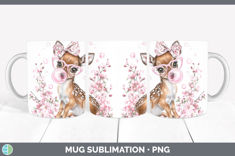 GorgeousWoodland Pink Bubble Gum Mug Wrap design.