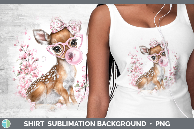 Deer Woodland Pink Bubble Gum Shirt Sublimation Design