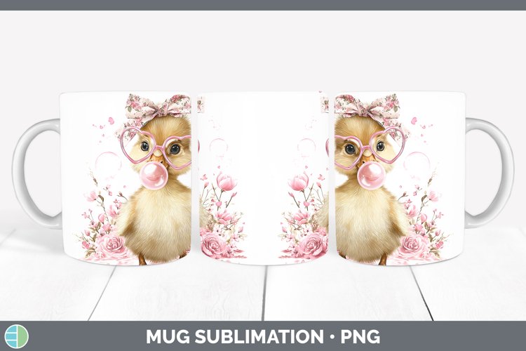 Duck Woodland Pink Bubble Gum Mug Wrap Sublimation Design