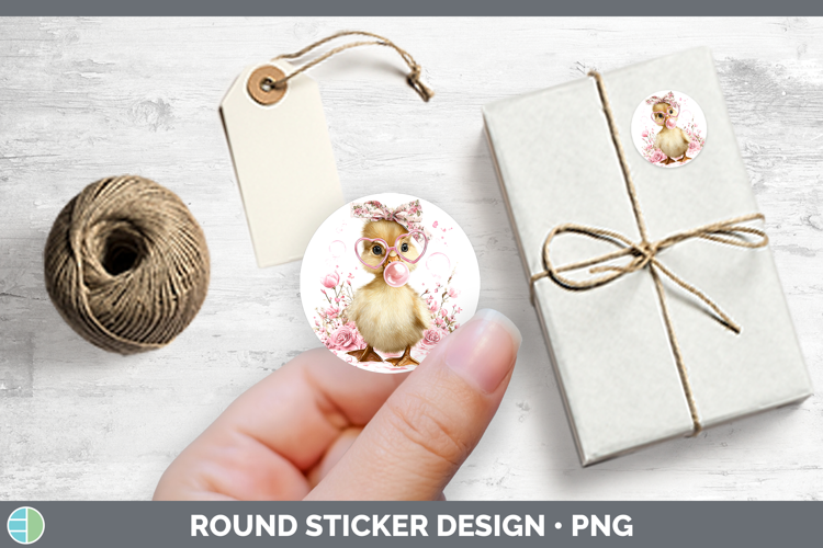 Duck Woodland Pink Bubble Gum Stickers Design