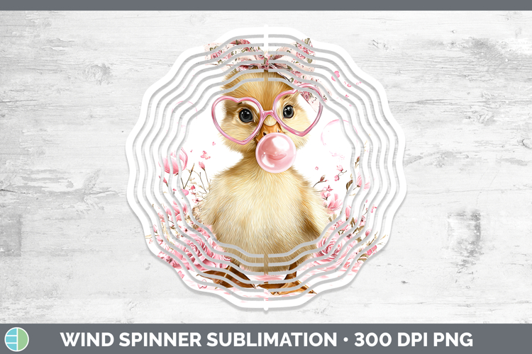 Duck Woodland Pink Bubble Gum Wind Spinner Sublimation Desig