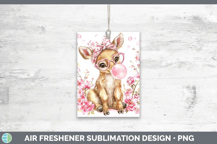 Elk Woodland Pink Bubble Gum Air Freshener Sublimation Desig