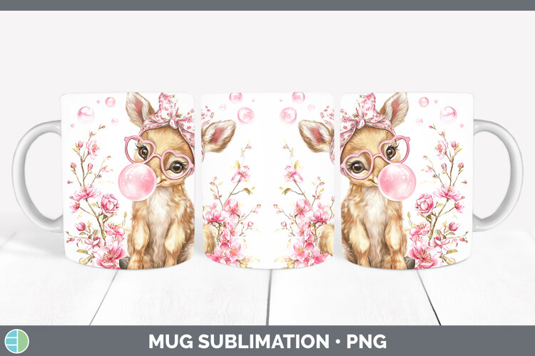 GorgeousWoodland Pink Bubble Gum Mug Wrap design.