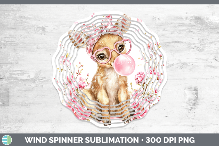 Elk Woodland Pink Bubble Gum Wind Spinner Sublimation Design