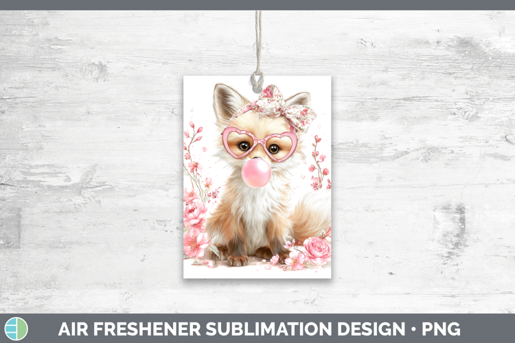 Fox Woodland Pink Bubble Gum Air Freshener Sublimation Desig