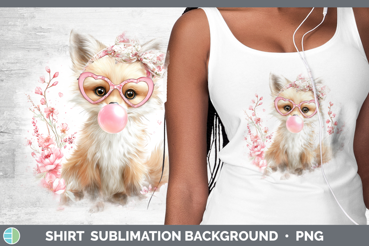 Fox Woodland Pink Bubble Gum Shirt Sublimation Design