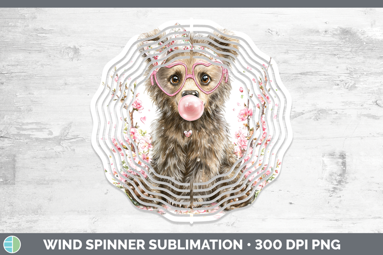 Grizzly Bear Woodland Pink Bubble Gum Wind Spinner Sublimati