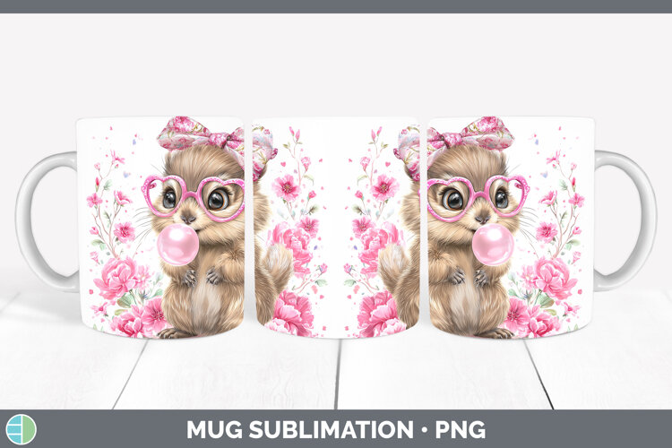 GorgeousWoodland Pink Bubble Gum Mug Wrap design.
