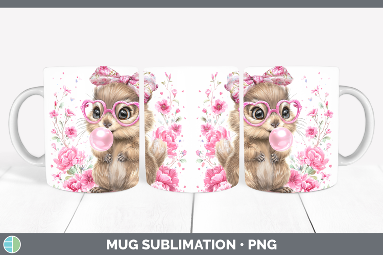 Groundhog Woodland Pink Bubble Gum Mug Wrap Sublimation Desi