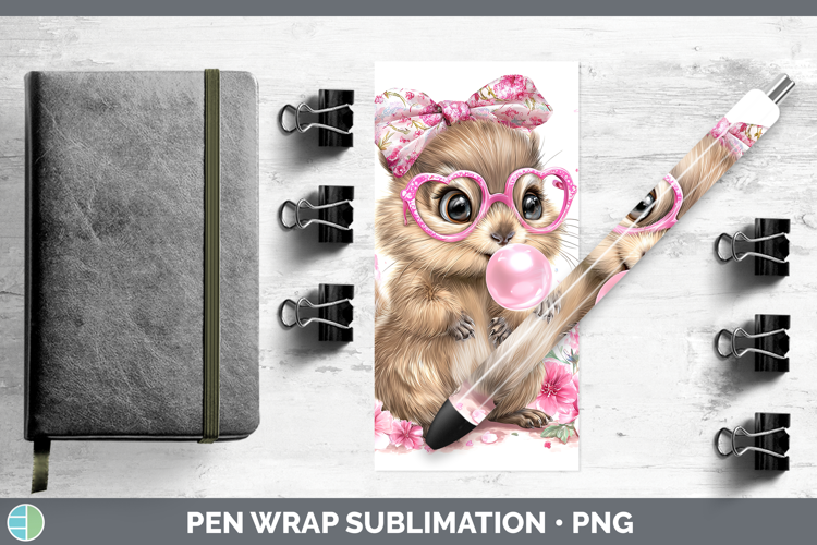 Groundhog Woodland Pink Bubble Gum Pen Wrap Sublimation Desi