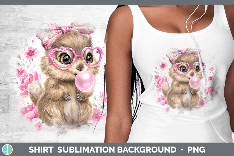 Groundhog Woodland Pink Bubble Gum Shirt Sublimation Design