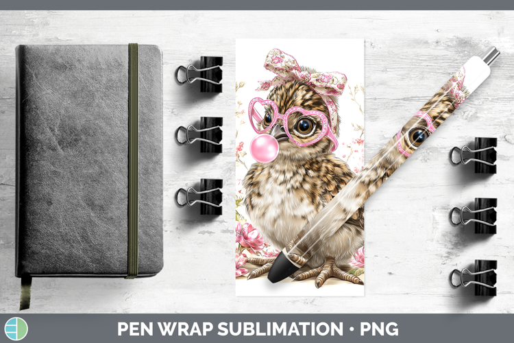 Grouse Woodland Pink Bubble Gum Pen Wrap Sublimation Design