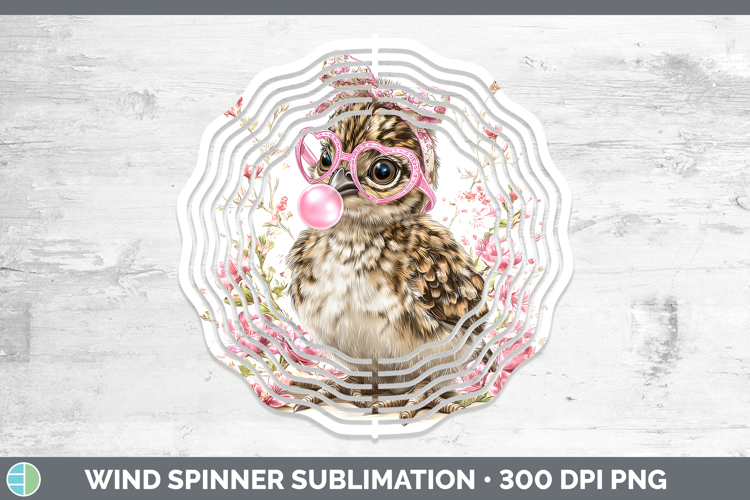 Grouse Woodland Pink Bubble Gum Wind Spinner Sublimation Des