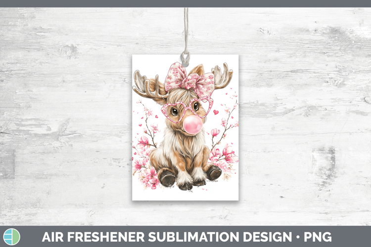 Moose Woodland Pink Bubble Gum Air Freshener Sublimation Des