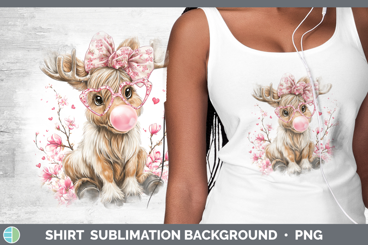 Moose Woodland Pink Bubble Gum Shirt Sublimation Design