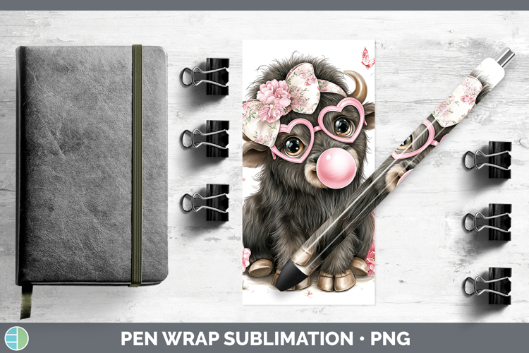 Musk Ox Woodland Pink Bubble Gum Pen Wrap Sublimation Design