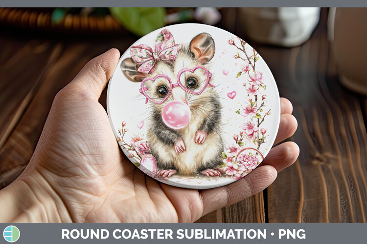 GorgeousWoodland Pink Bubble Gum Round Coaster design.