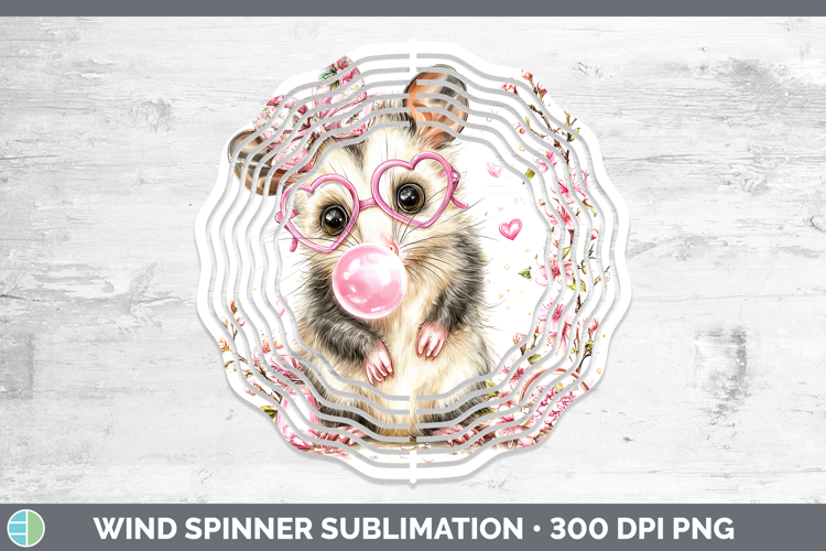 Opossum Woodland Pink Bubble Gum Wind Spinner Sublimation De