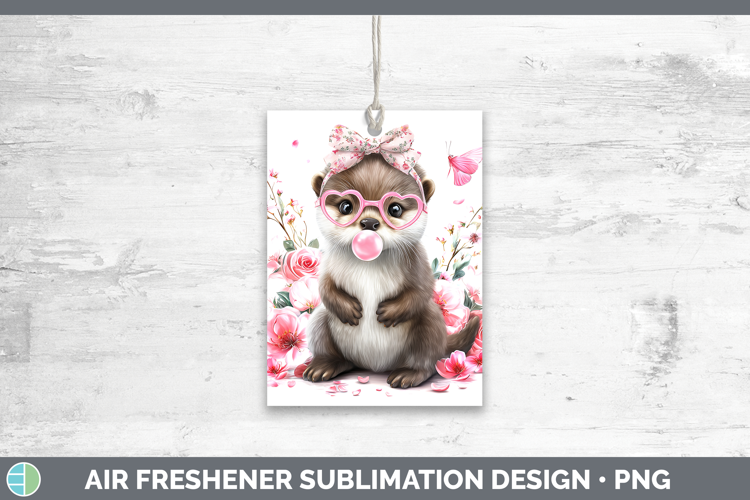 Otter Woodland Pink Bubble Gum Air Freshener Sublimation Des