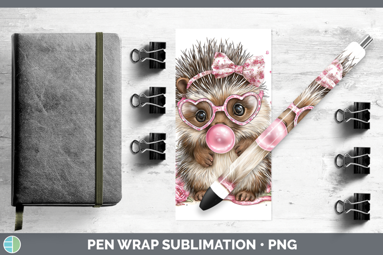 Porcupine Woodland Pink Bubble Gum Pen Wrap Sublimation Desi