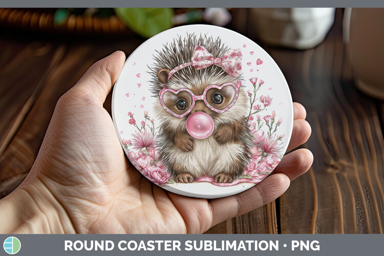GorgeousWoodland Pink Bubble Gum Round Coaster design.