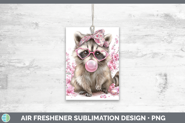 Raccoon Woodland Pink Bubble Gum Air Freshener Sublimation D
