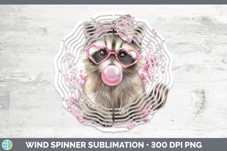 Raccoon Woodland Pink Bubble Gum Wind Spinner Sublimation De